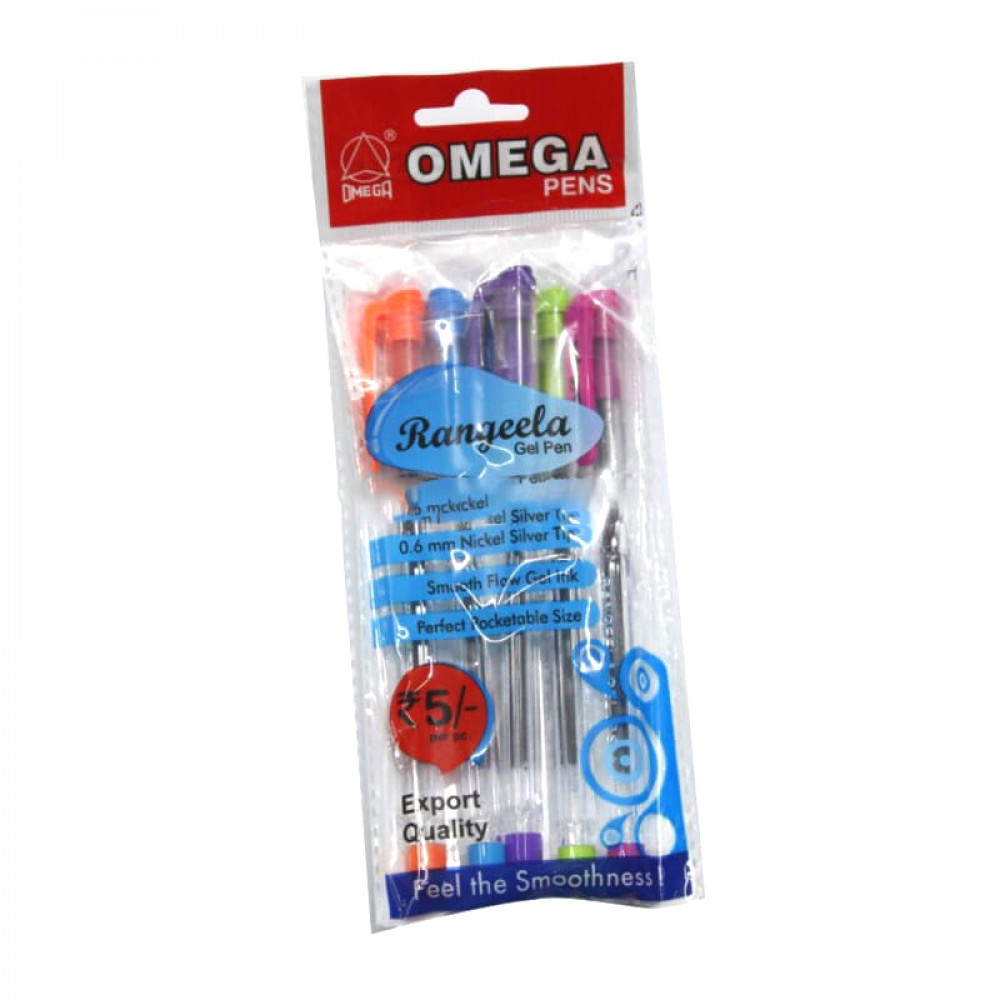 Omega Rangeela Gel Pen (Pack of 5 pcs)
